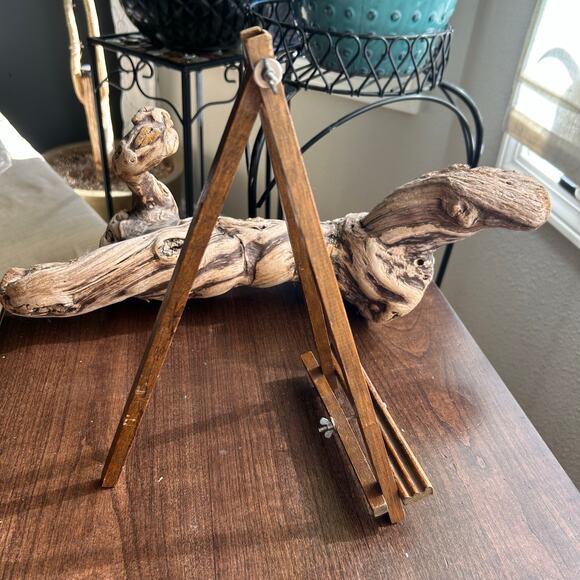 Vintage 1970's Wooden Easel Picture Stand Art Display Book Plate Stand 12” - Picture 2 of 5